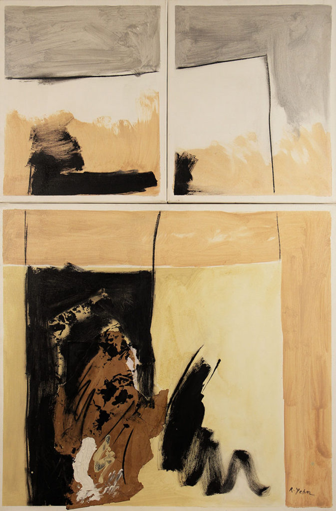 Acrylic and collage on canvas, (triptych), 59 x 35.4 inches, 2009