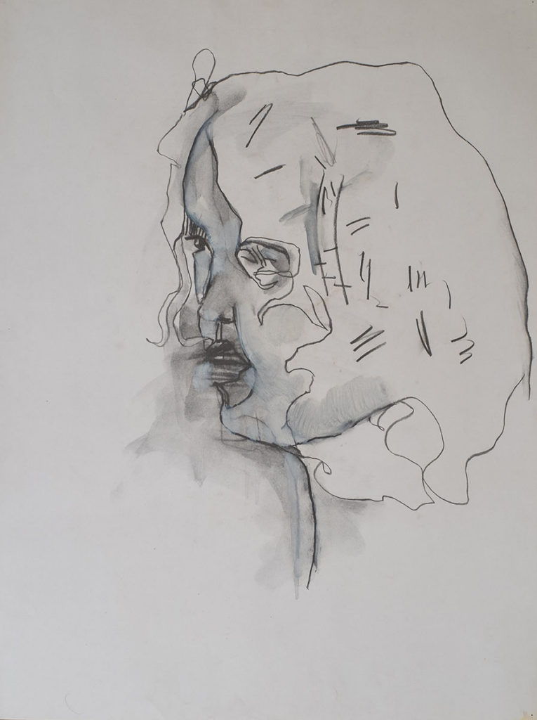 Graphite and acrylic on paper, 27.5 x 19.7 inches, 1985