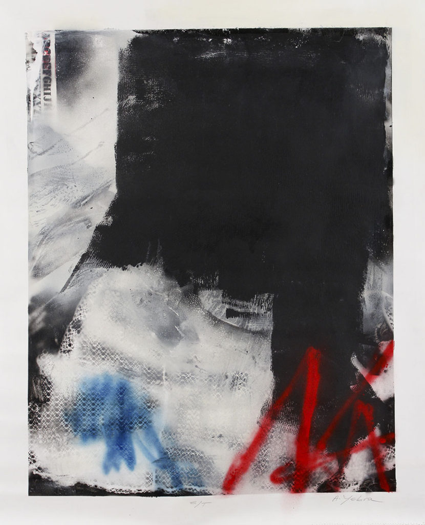 Acrylic and spray on canvas, 44.9 x 36.2 inches, 2013