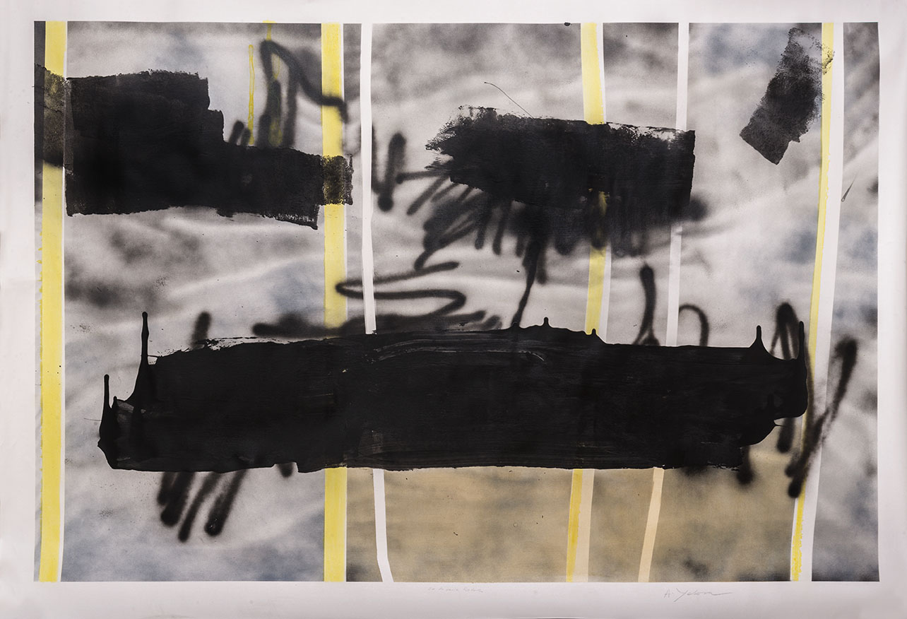 “Souvenirs”, acrílico, barniz et aerosol sobre tela sin bastidor, 180 x 160 cm, 2019