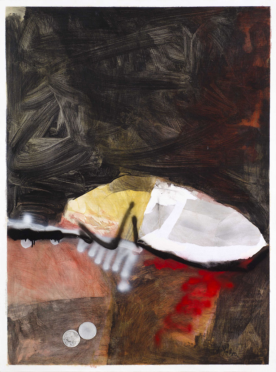 acrílico, aerosol y collage sobre tela, 130 x 97 cm, 2010