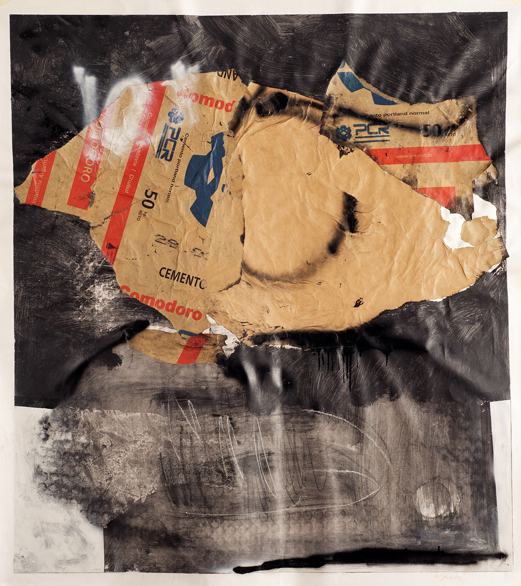 acrílico, aerosol y collage sobre tela sin bastidor, 150 x 170 cm, 2010