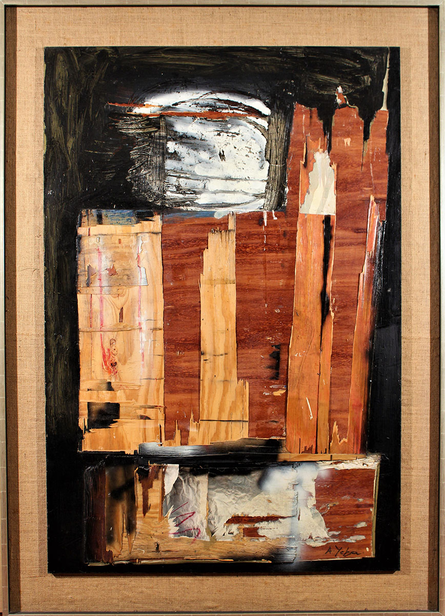 «Mercado 4 », assemblage, acrílico, aerosol y papel sobre madera, 180 x 140 cm, 2010