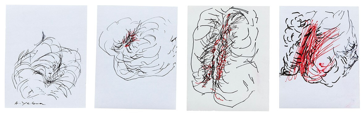S/T, tintas de color sobre papel, 10,5 x 14,8 cm (c/u), 2020