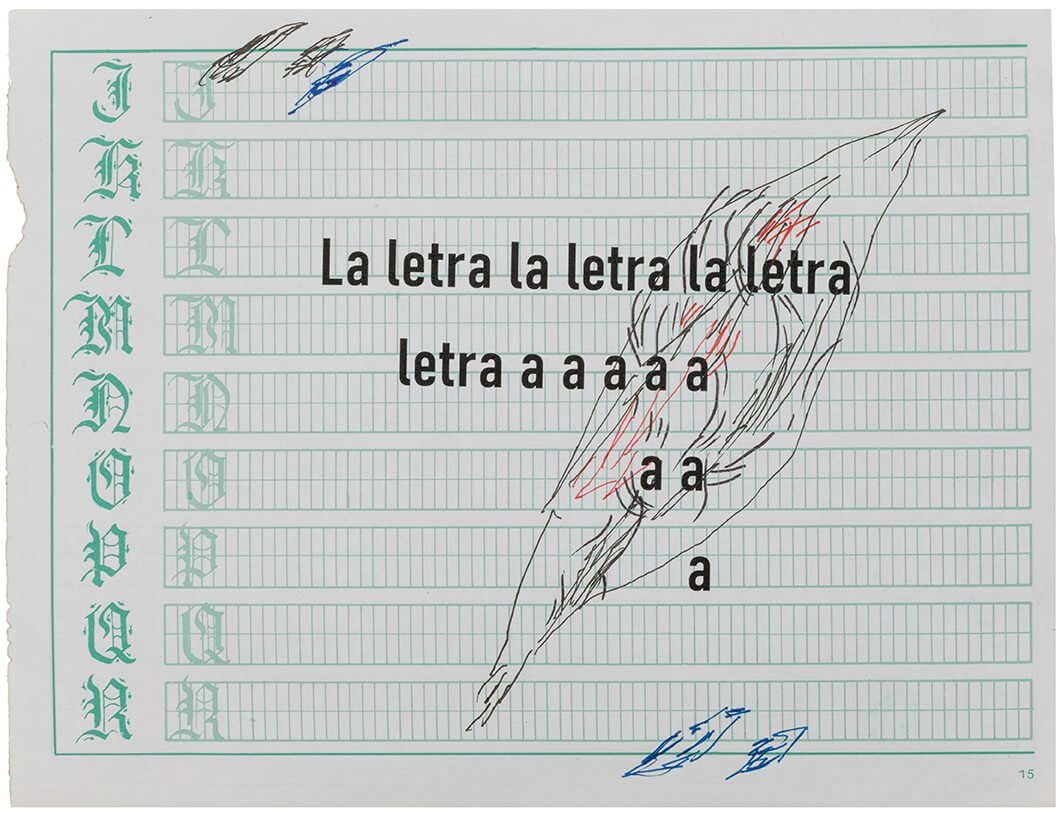«La letra se hace carne I», tintas de color sobre hoja para caligrafía, 23 x 15,24 cm, 2020.