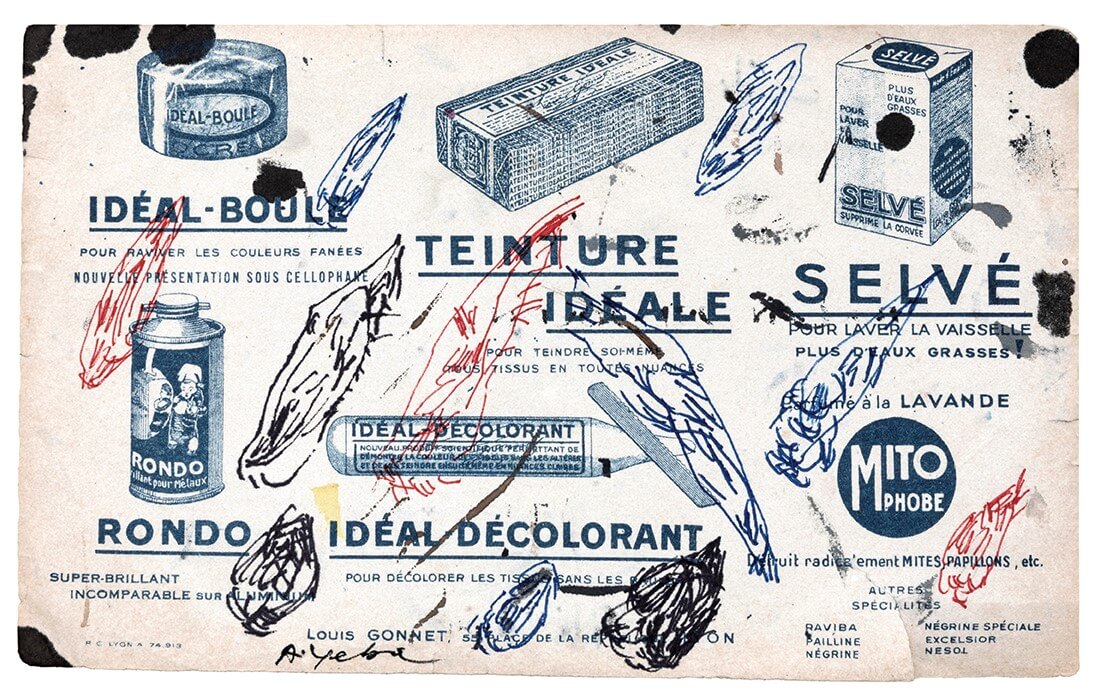 S/T, tintas de color sobre publicidad antigua, 28, 5 x 21 cm, 2020